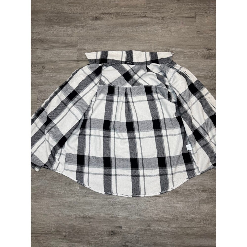Black White Plaid Flannel Shacket Jacket Button Down Oversized XL Unisex - Picture 2 of 7